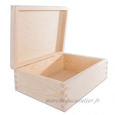 Medium Boîte en bois avec couvercle à charnière/stockage/découpage/brut Naturel/22. 5 x 16. 5 x 8 cm - B0777PVYHY